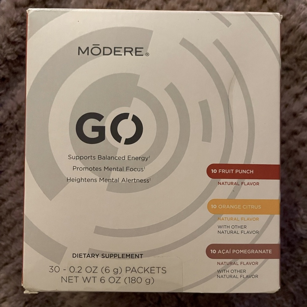 Brand new box of Modere GO Variety Box (30 packets total/10 packets of each)